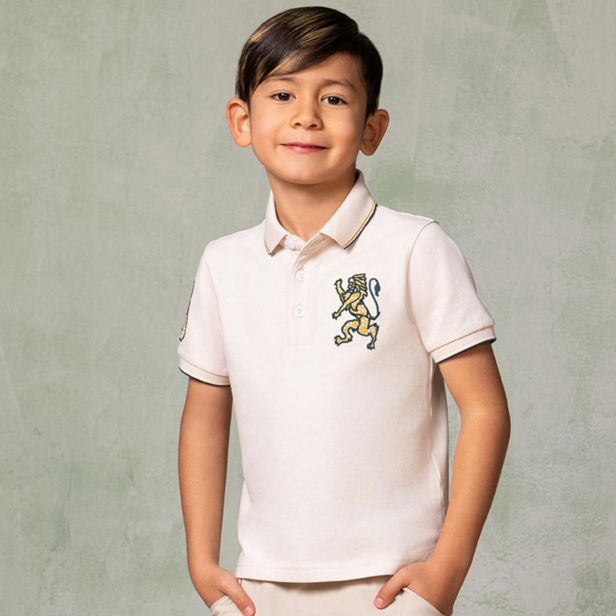 Kids' Lion Polo: 3D Embroidery, Comfort Piqué, Classic Style