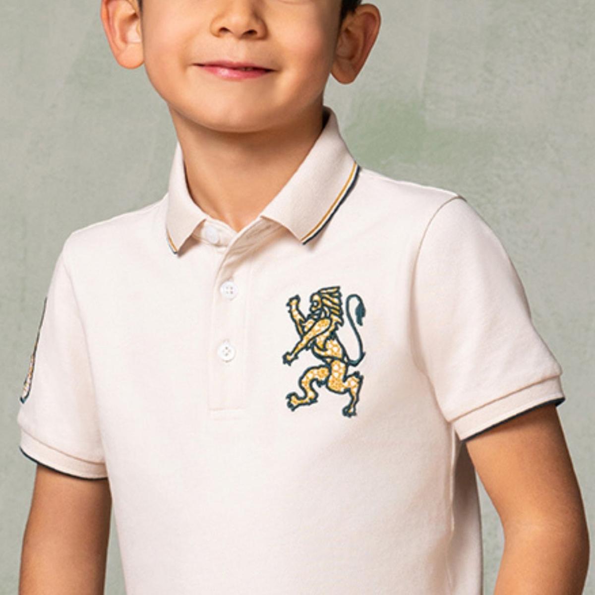 Kids' Lion Polo: 3D Embroidery, Comfort Piqué, Classic Style