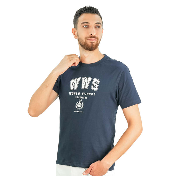Men's World Without Strangers Print Tee - Slim Fit, Crew Neck, Cotton