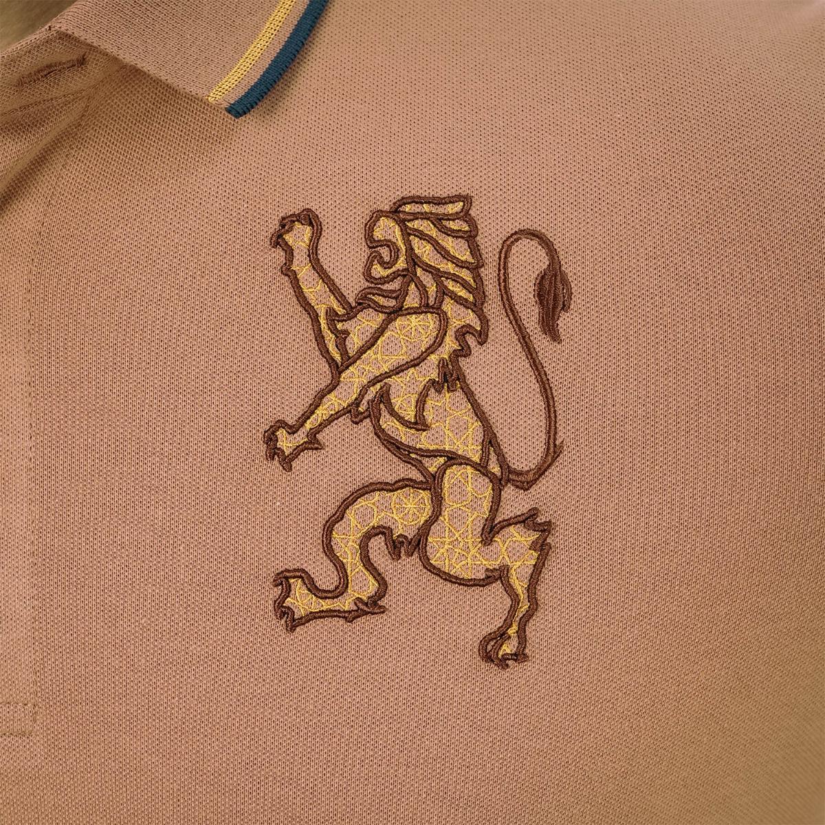 Men's 3D Lion Polo: Slim Fit, Bold Embroidery, Premium Pique