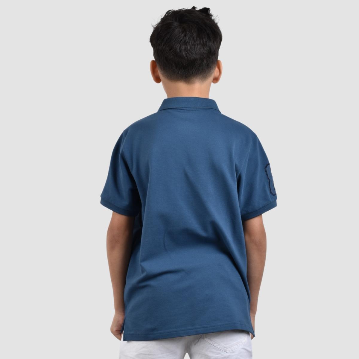 JUNIOR Cotton/Lycra Pique Knitted Collar Short Sleeve Slim Embrdry Bold Polo