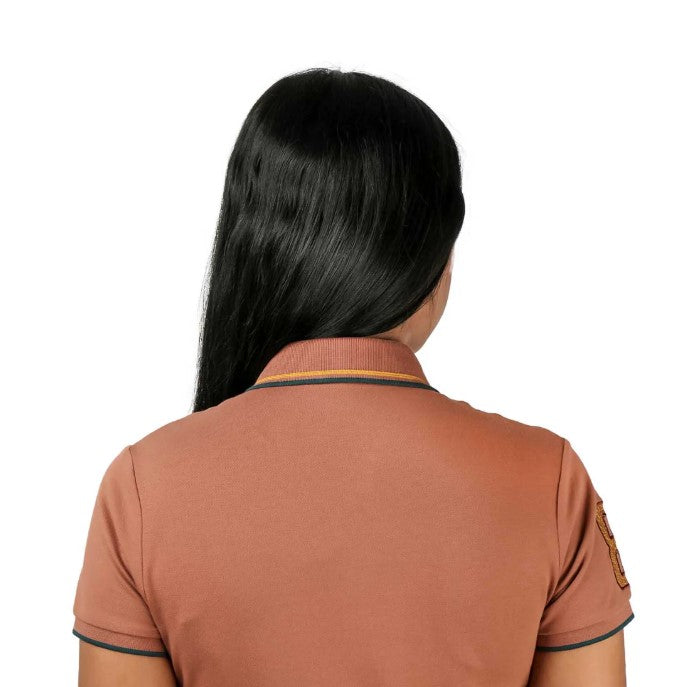 قميص بولو نسائي من القطن والليكرا بتطريز أسد ثلاثي الأبعاد