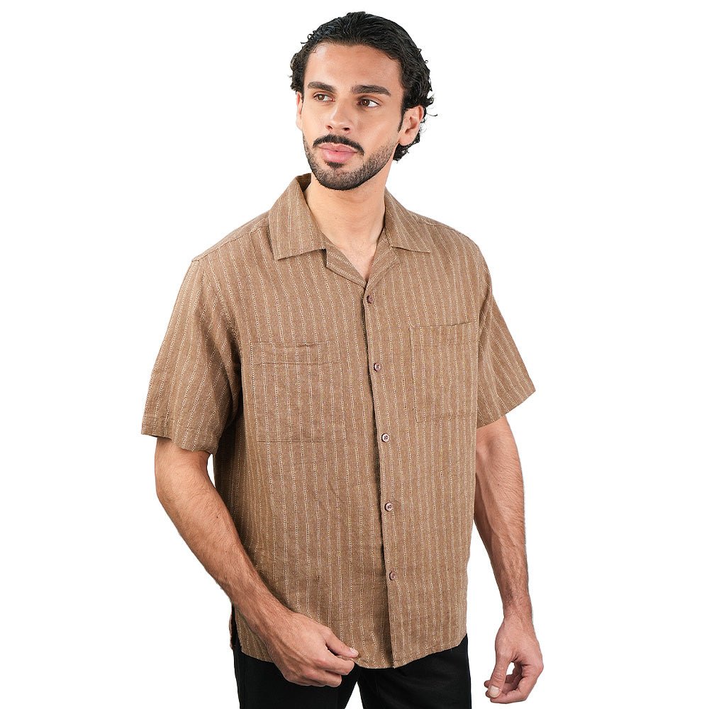 Men’s Relaxed Linen Cotton Short Sleeve Button Shirt