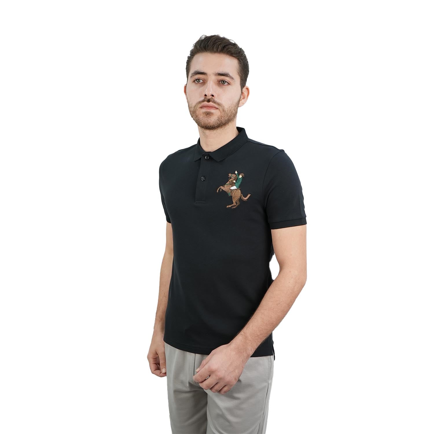 Men's Slim Fit Cotton Short Sleeve Napoleon Polo