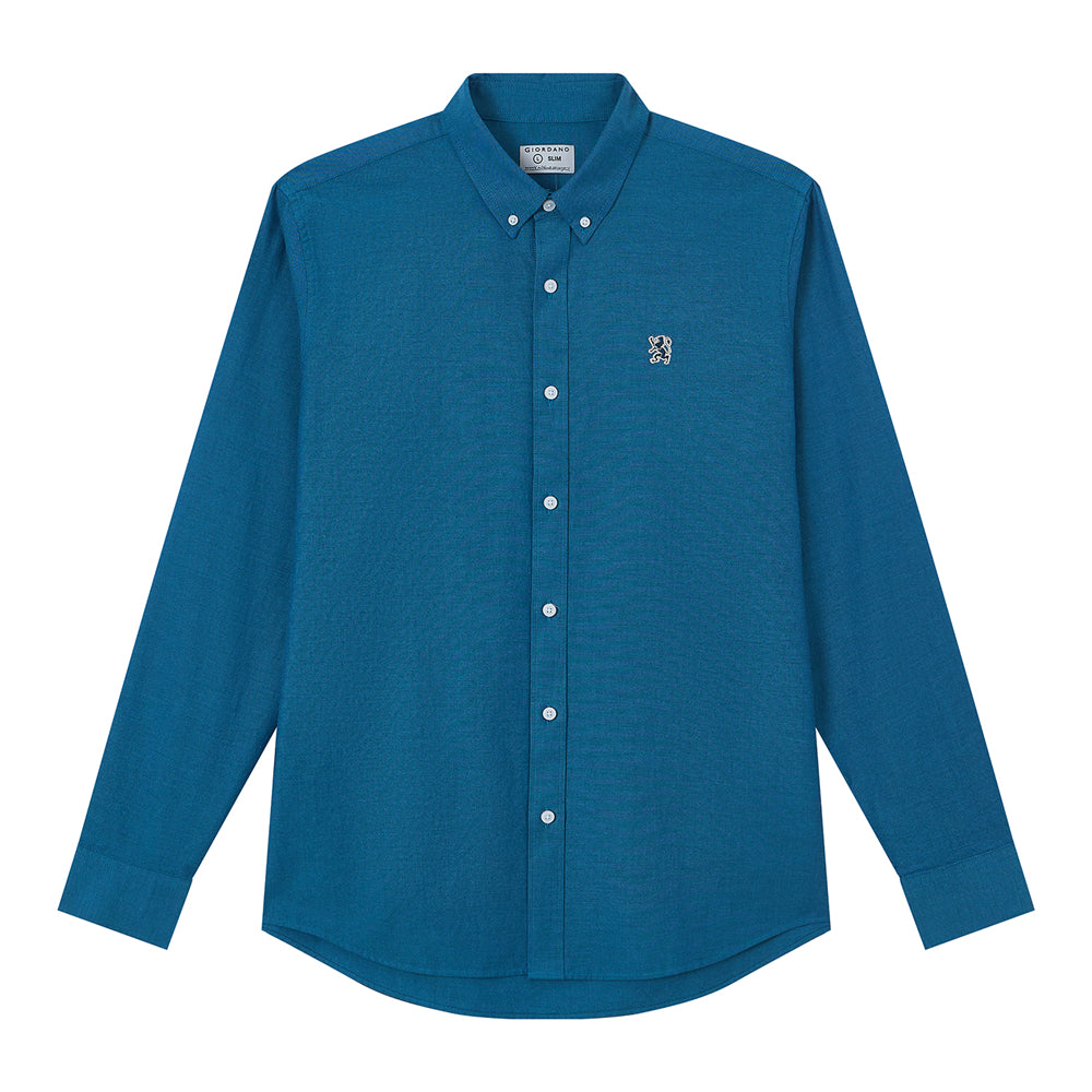 Men's Cotton Slim Oxford Shirt With Embroidery