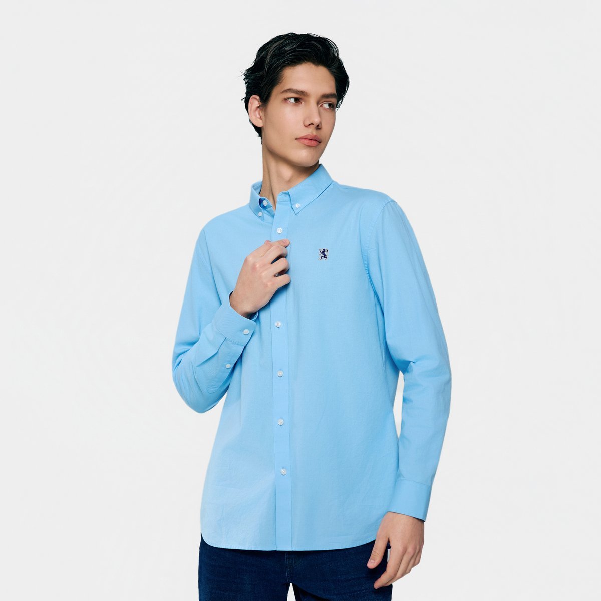 Men's Cotton Slim Oxford Shirt With Embroidery