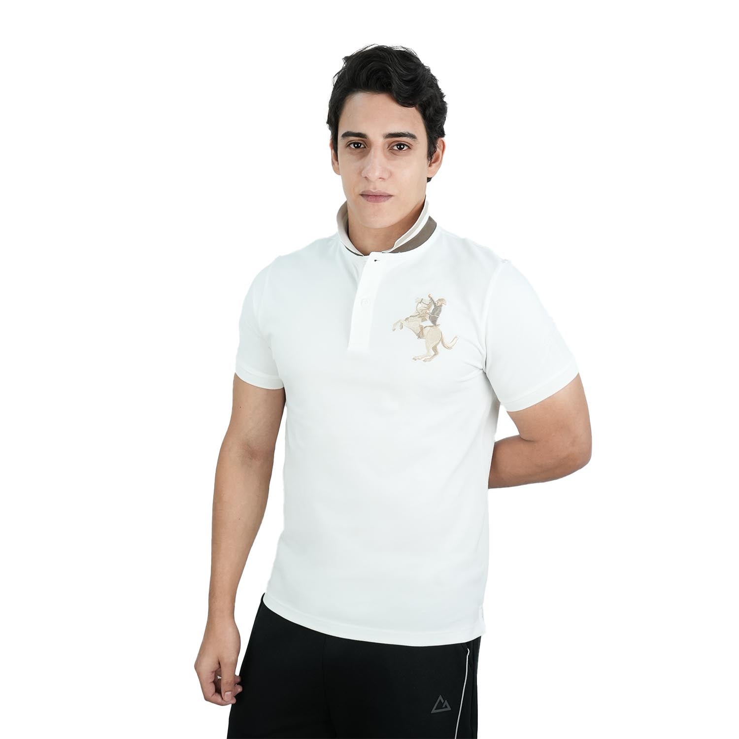 Men's Slim Fit Cotton Short Sleeve Napoleon Polo