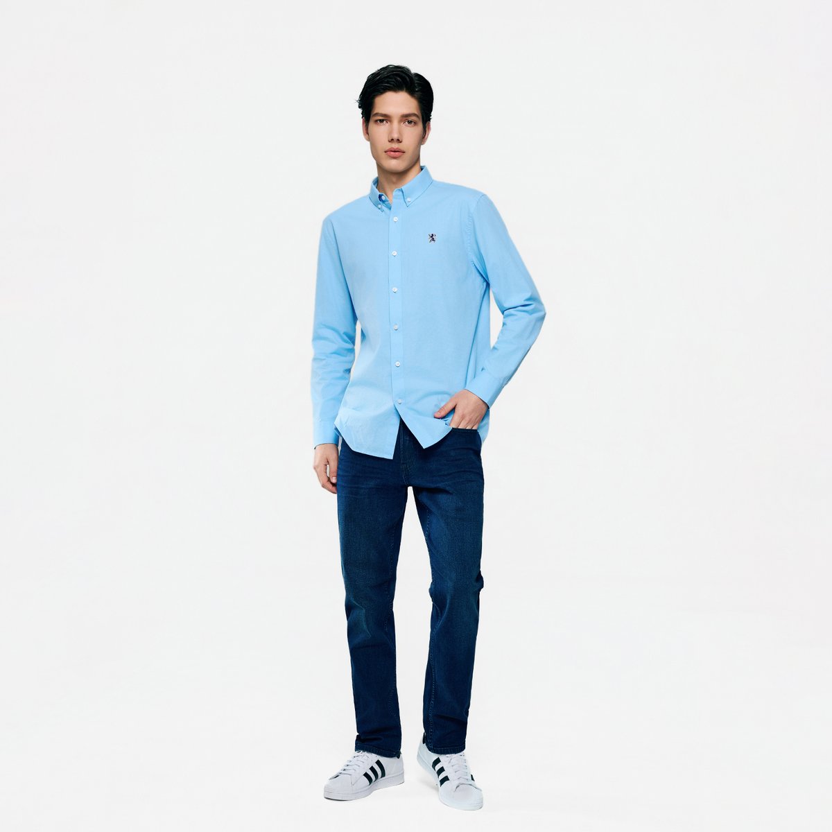 Men's Cotton Slim Oxford Shirt With Embroidery