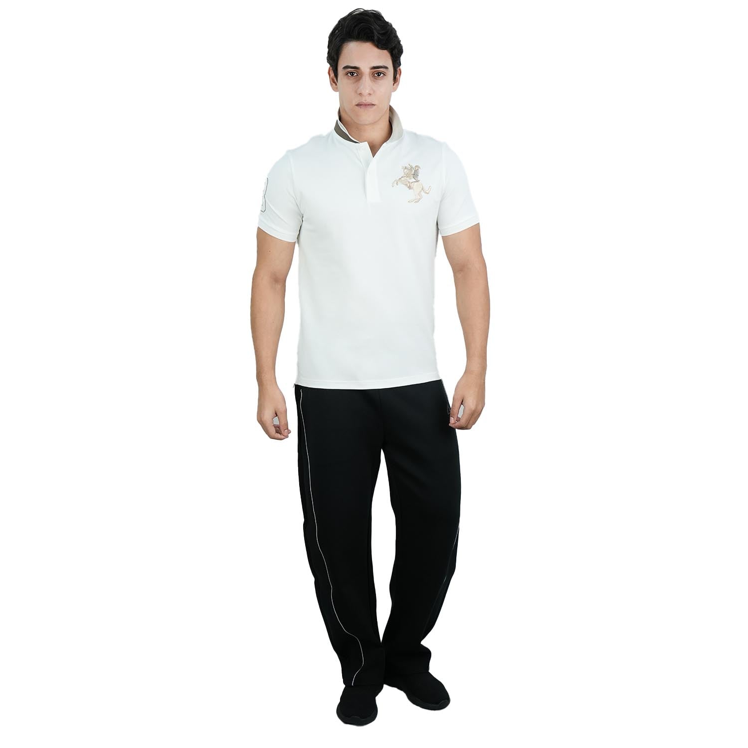 Men's Slim Fit Cotton Short Sleeve Napoleon Polo