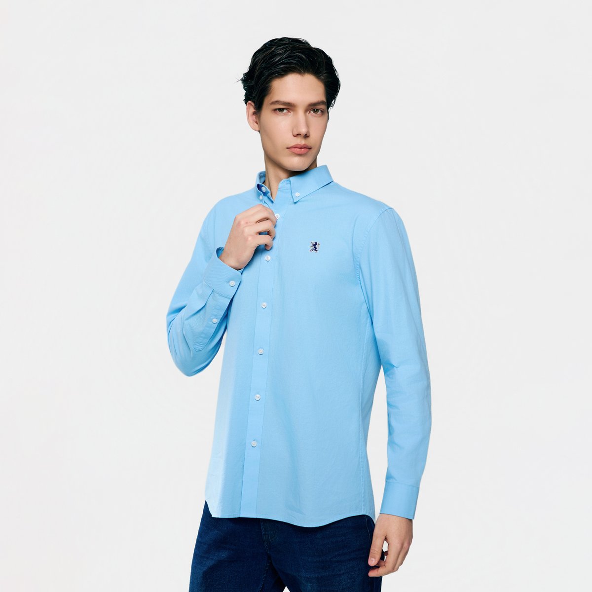 Men's Cotton Slim Oxford Shirt With Embroidery