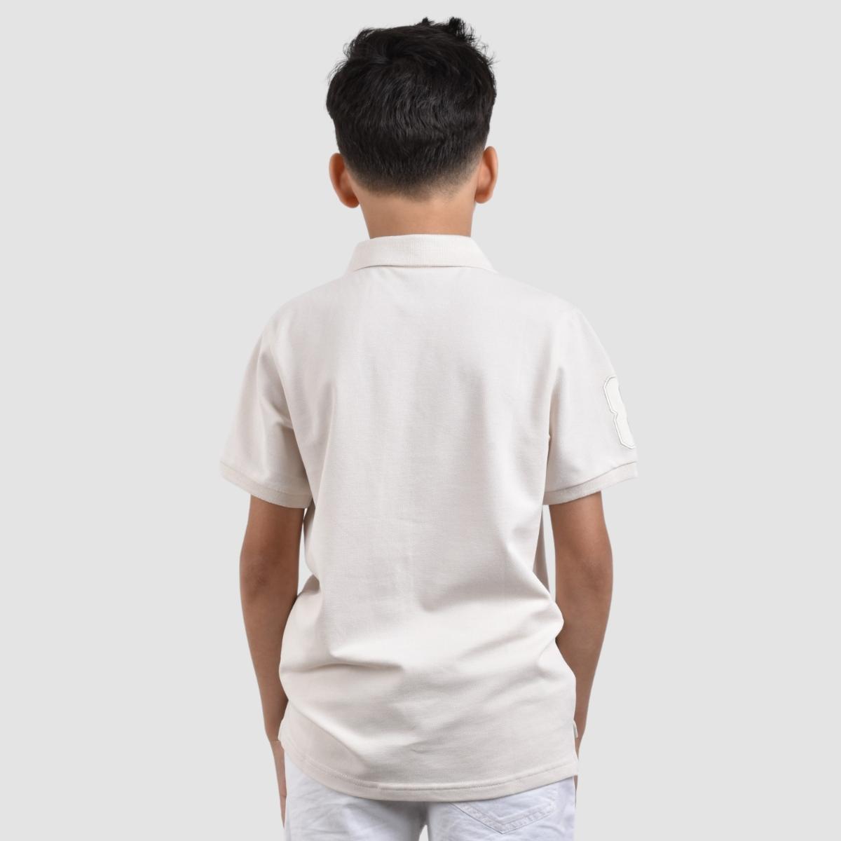 JUNIOR Cotton/Lycra Pique Knitted Collar Short Sleeve Slim Embrdry Bold Polo
