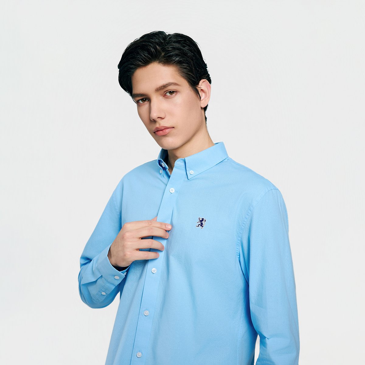 Men's Cotton Slim Oxford Shirt With Embroidery