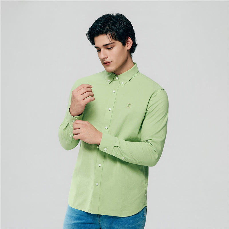 Men's Cotton Slim Oxford Shirt With Embroidery