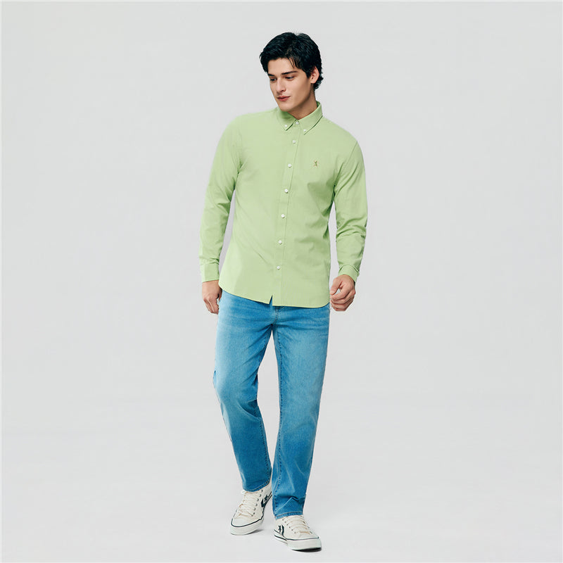 Men's Cotton Slim Oxford Shirt With Embroidery