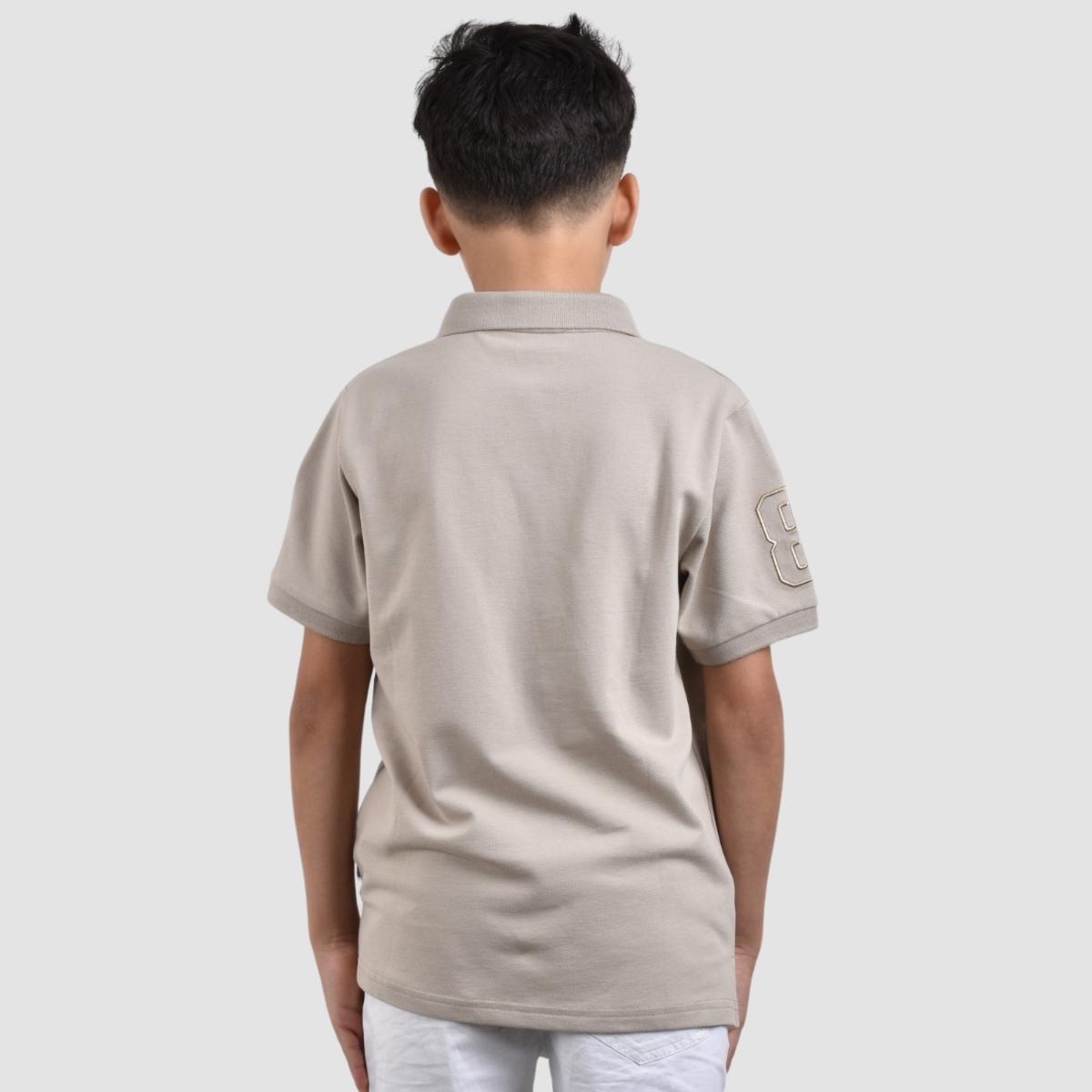 JUNIOR Cotton/Lycra Pique Knitted Collar Short Sleeve Slim Embrdry Bold Polo
