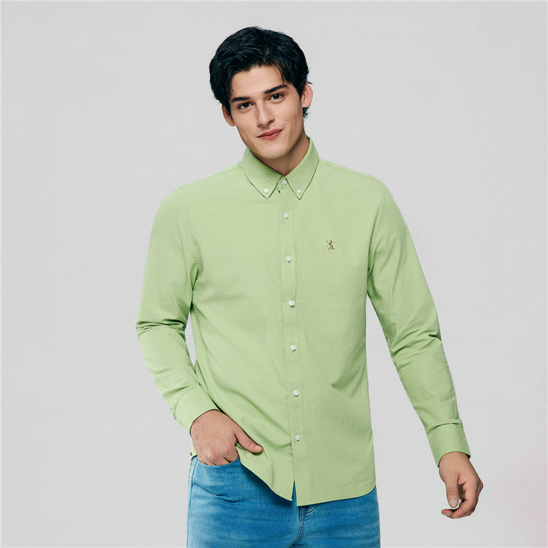Men's Cotton Slim Oxford Shirt With Embroidery