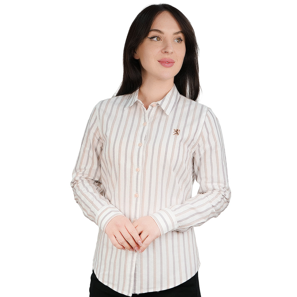 Women’S Slim Fit Cotton Oxford Shirt – Acute Collar With Embroidery