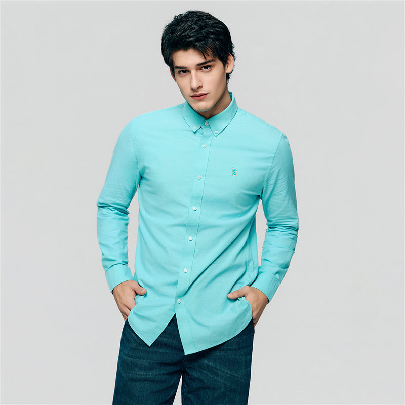 Men's Cotton Slim Oxford Shirt With Embroidery