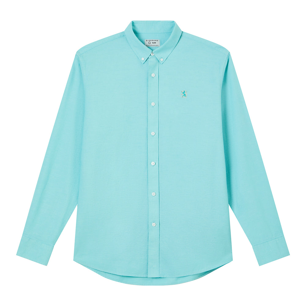 Men's Cotton Slim Oxford Shirt With Embroidery
