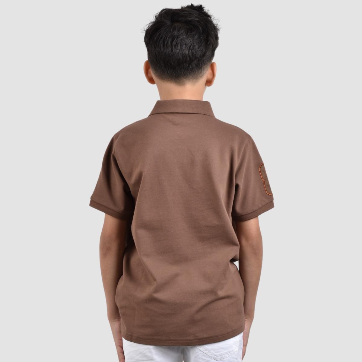 JUNIOR Cotton/Lycra Pique Knitted Collar Short Sleeve Slim Embrdry Bold Polo