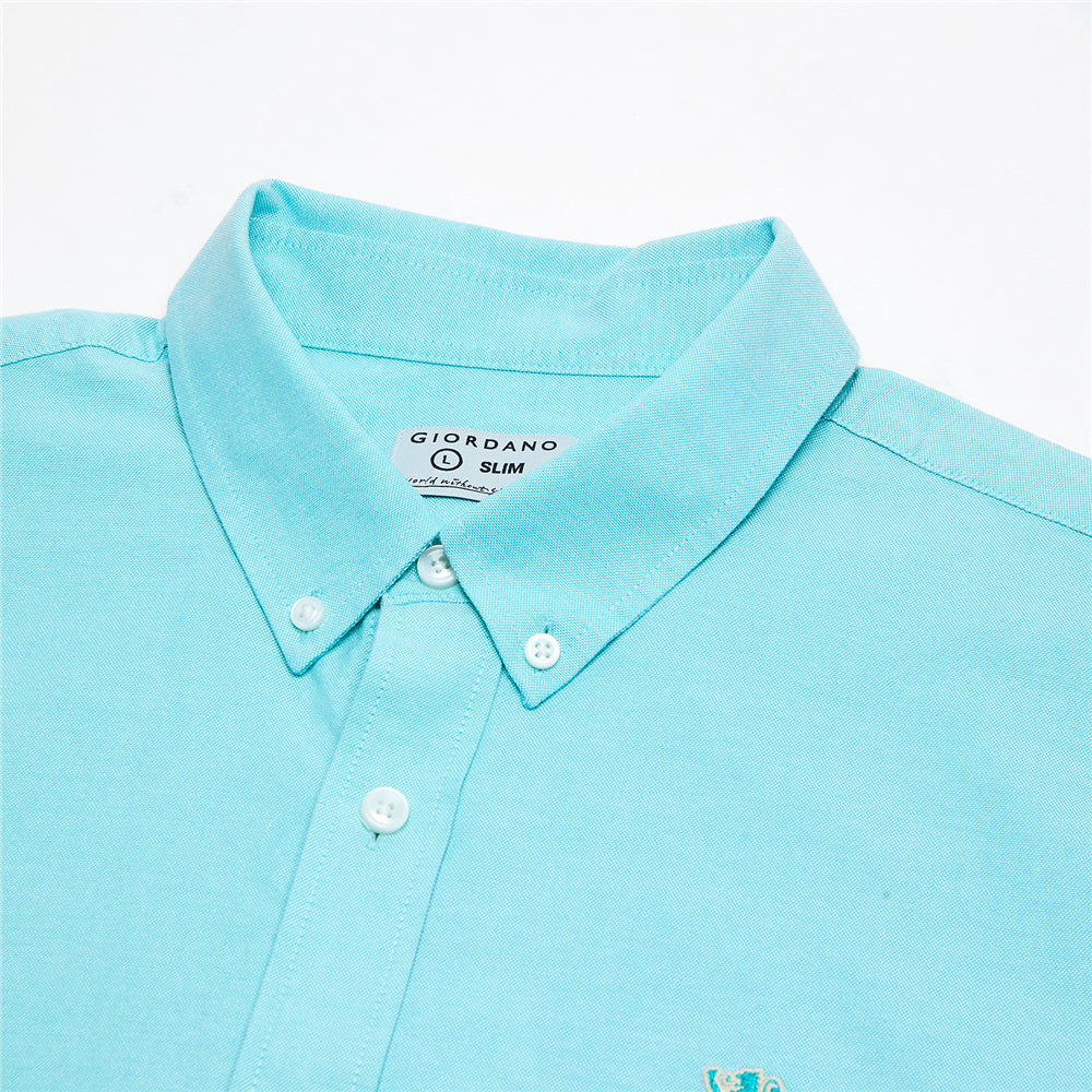 Men's Cotton Slim Oxford Shirt With Embroidery