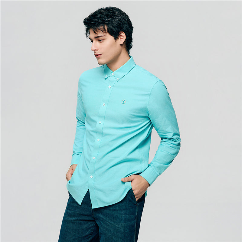 Men's Cotton Slim Oxford Shirt With Embroidery