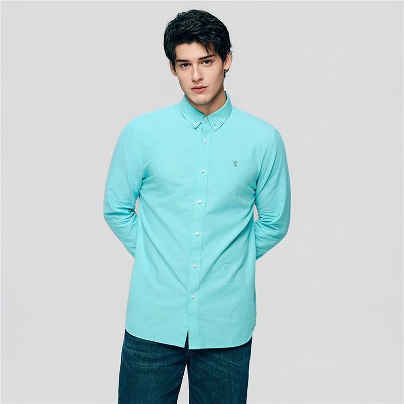 Men's Cotton Slim Oxford Shirt With Embroidery