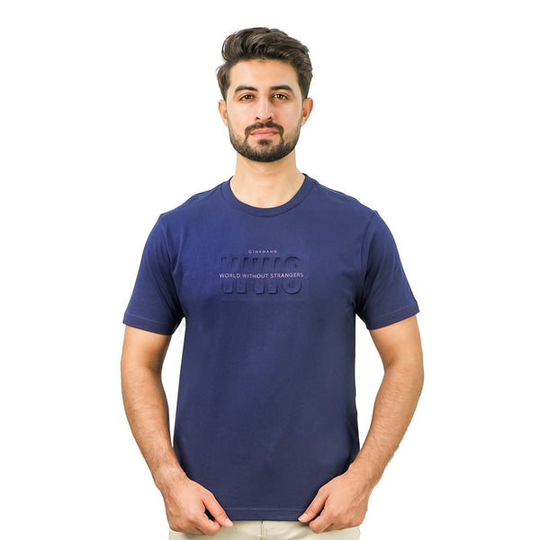 Men's World Without Strangers Print Tee - Slim Fit, Crew Neck, Cotton