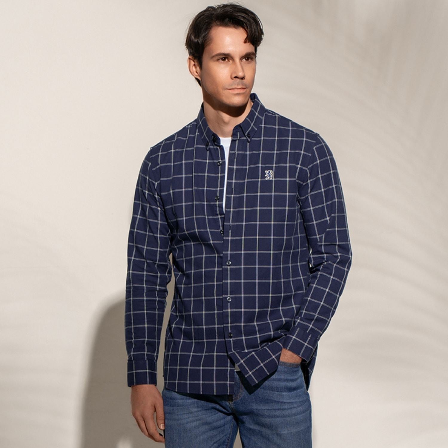 Men's Cotton Slim Oxford Shirt With Embroidery