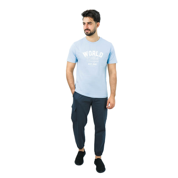 Men's World Without Strangers Print Tee - Slim Fit, Crew Neck, Cotton