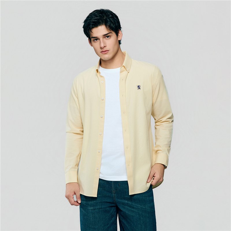 Men's Cotton Slim Oxford Shirt With Embroidery