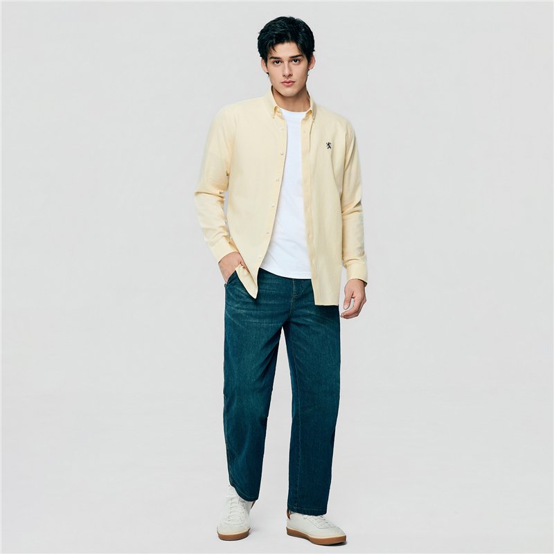Men's Cotton Slim Oxford Shirt With Embroidery