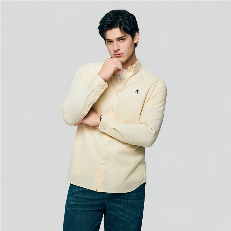 Men's Cotton Slim Oxford Shirt With Embroidery