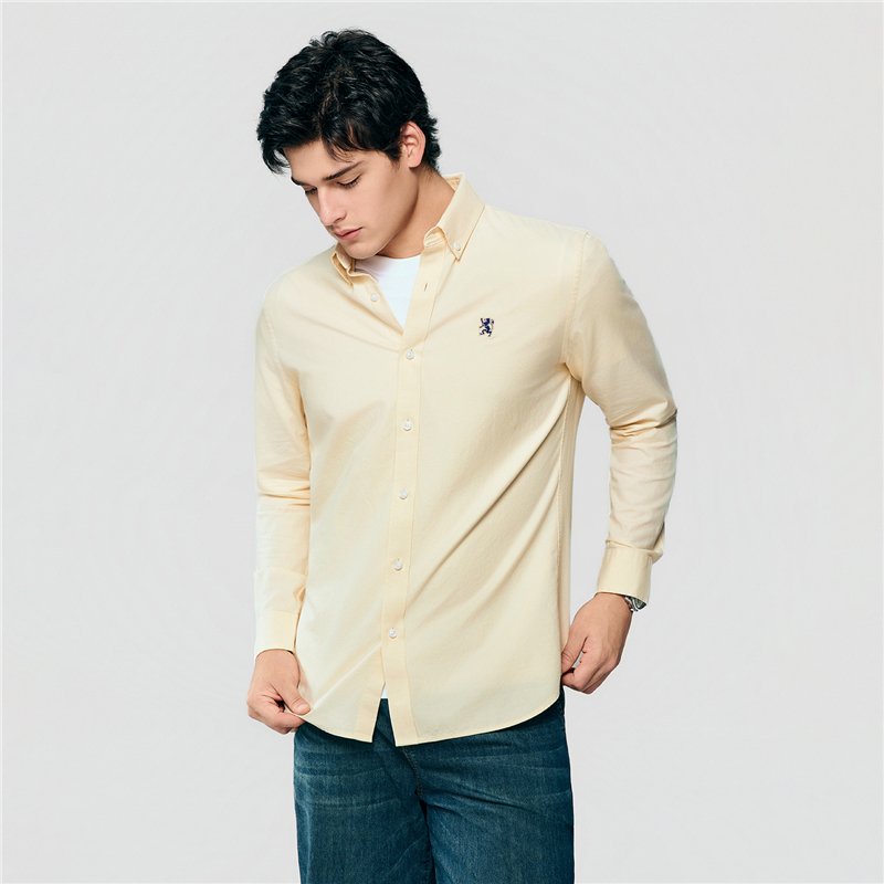 Men's Cotton Slim Oxford Shirt With Embroidery