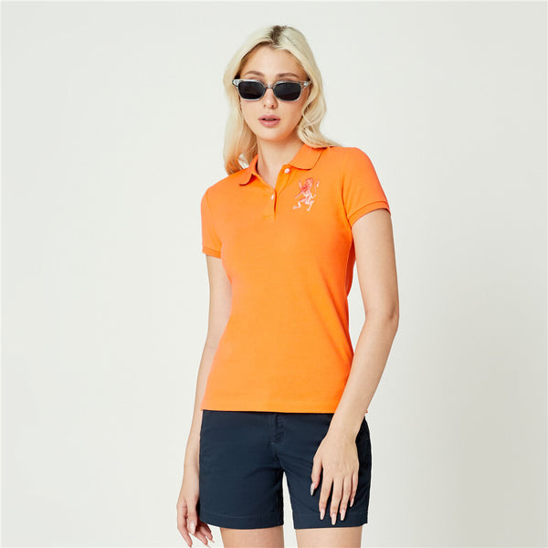 Women's Slim Fit Embroidery 3D Lion Bold Polo