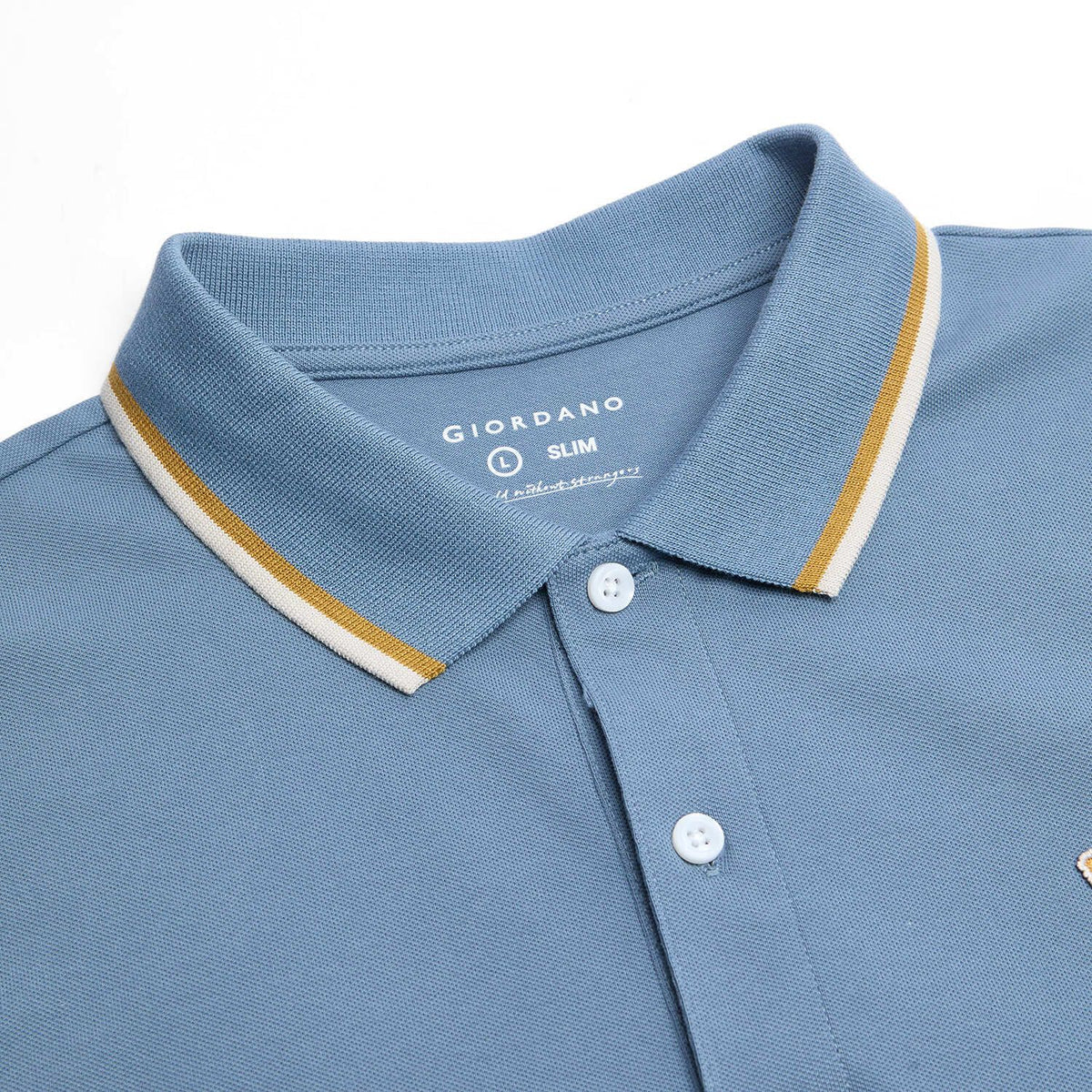 Men Slim Fit Cotton Lycra Pique Flat Knit Collar Embroidered Solid Polo