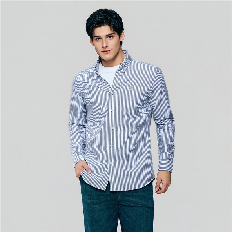 Men's Cotton Slim Oxford Shirt With Embroidery