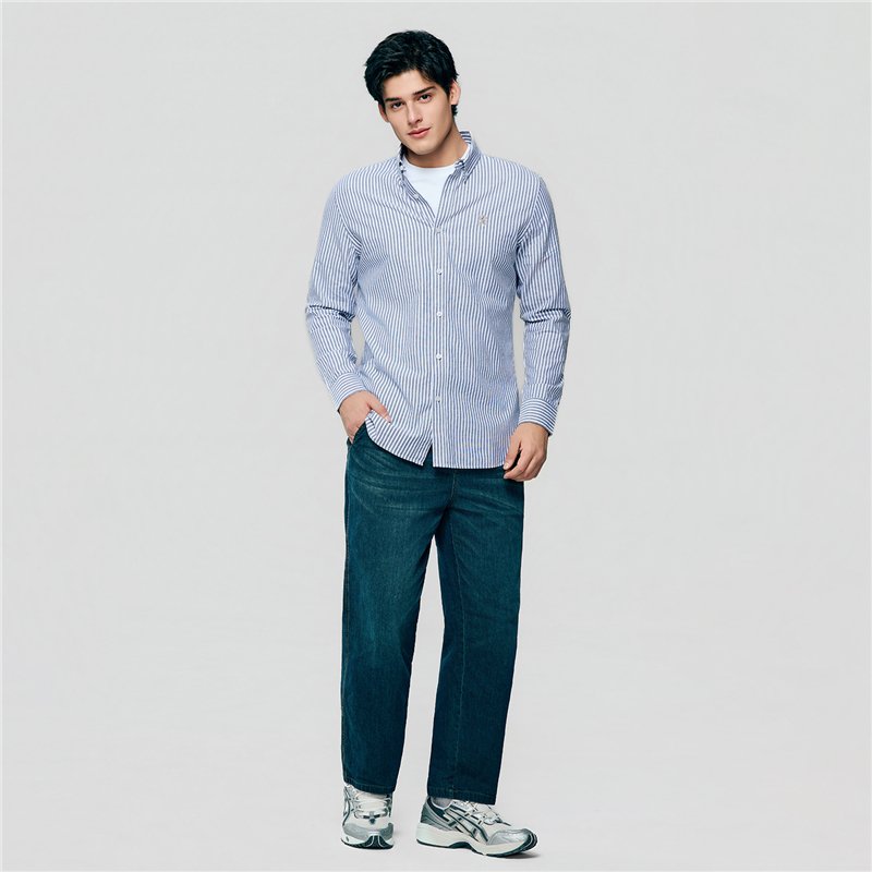 Men's Cotton Slim Oxford Shirt With Embroidery
