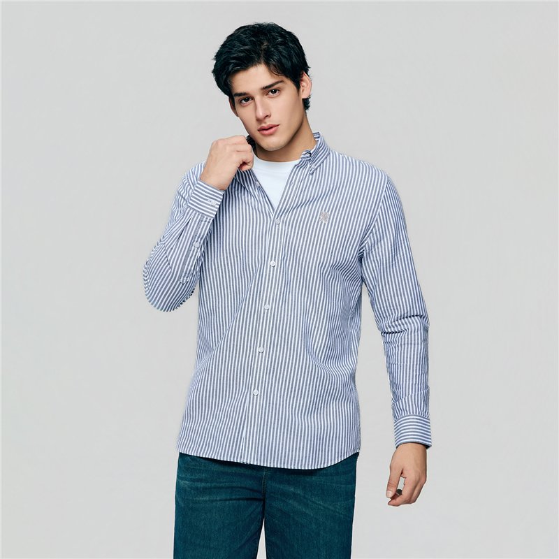 Men's Cotton Slim Oxford Shirt With Embroidery