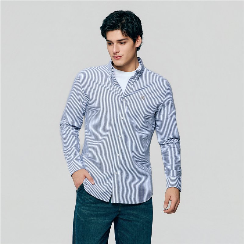 Men's Cotton Slim Oxford Shirt With Embroidery