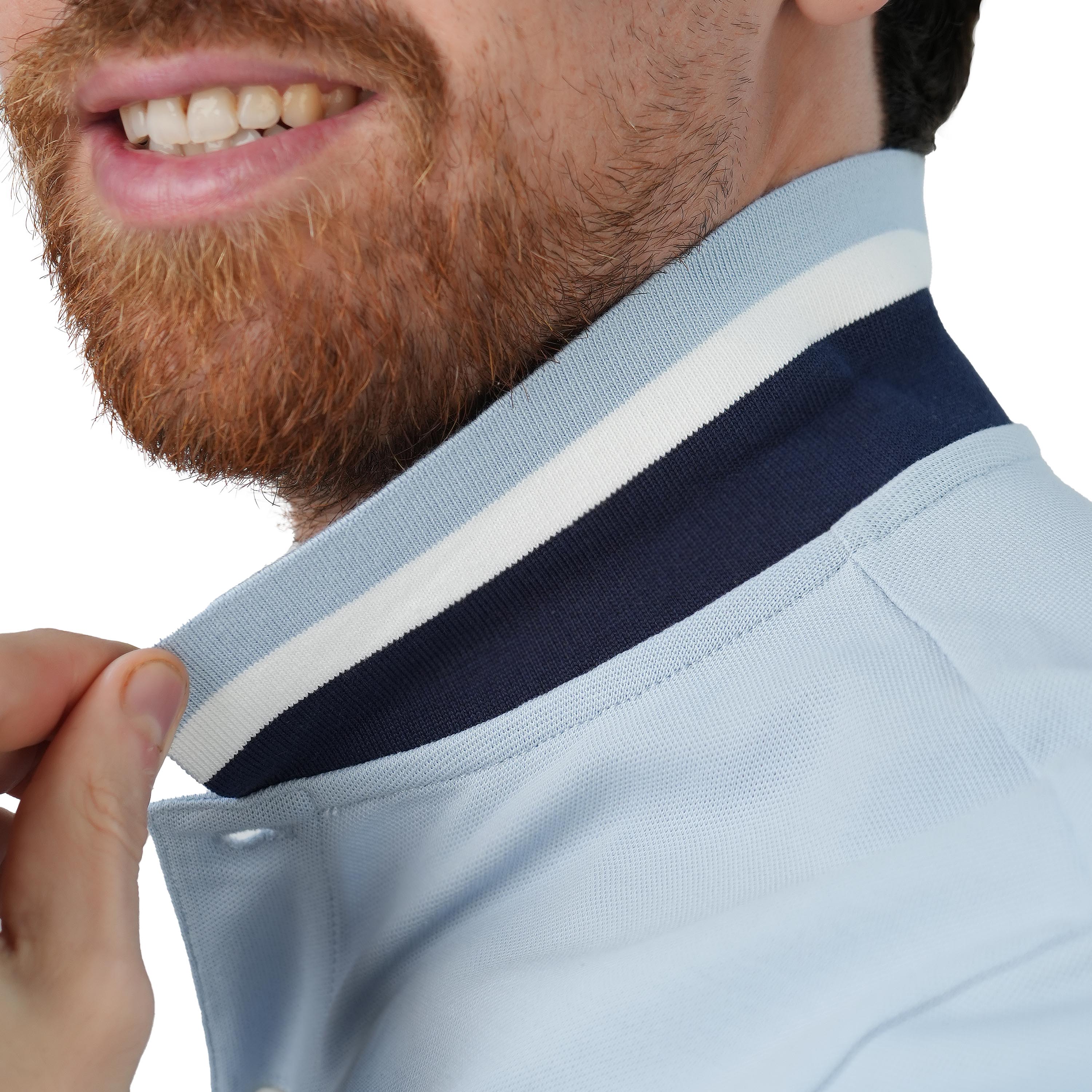 قميص بولو نابليون رجالي من القطن بأكمام قصيرة وقصة ضيقة