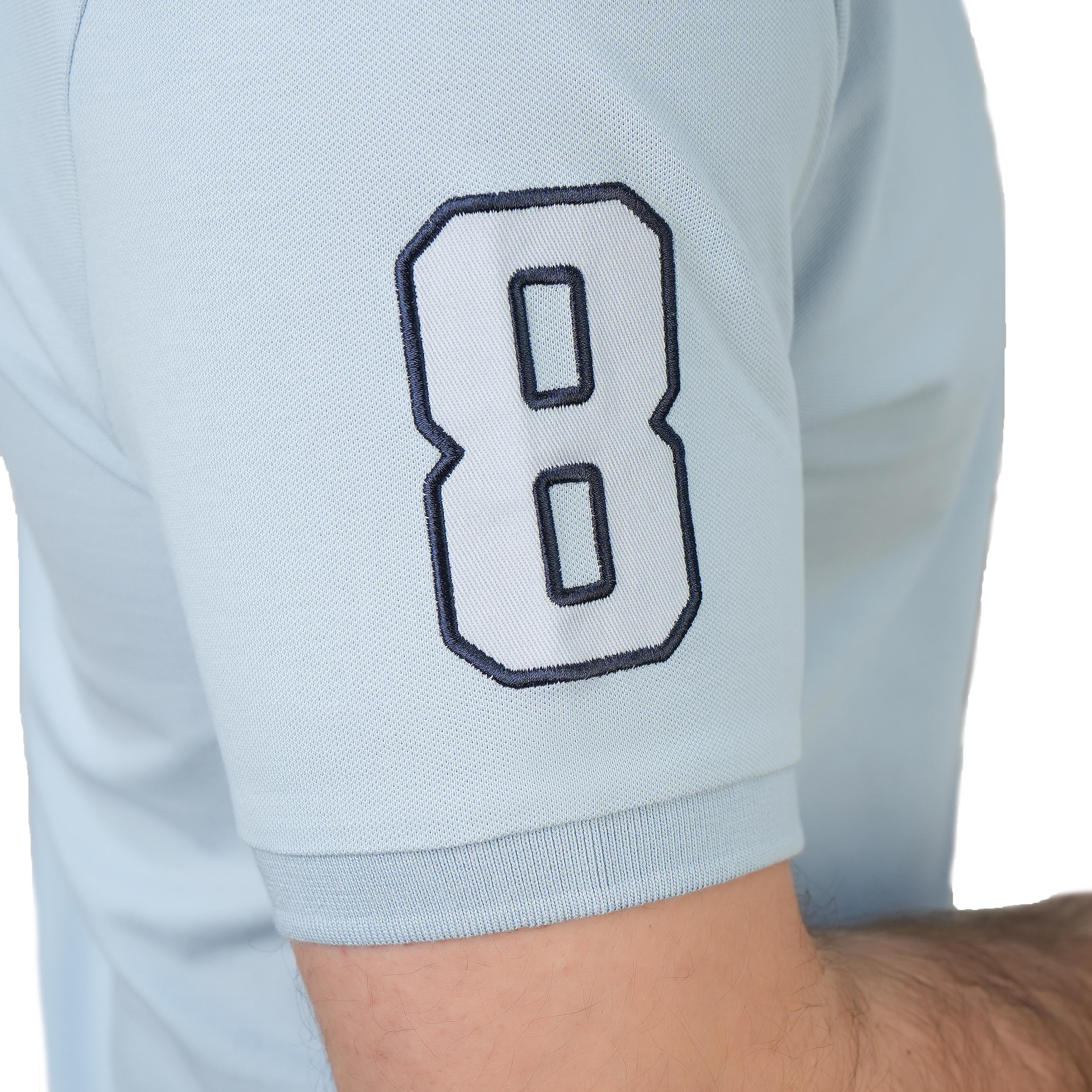 قميص بولو نابليون رجالي من القطن بأكمام قصيرة وقصة ضيقة