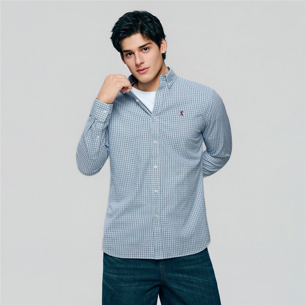 Men's Cotton Slim Oxford Shirt With Embroidery