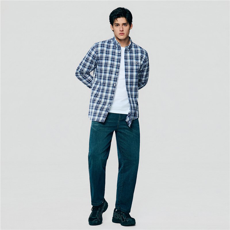 Men's Cotton Slim Oxford Shirt With Embroidery