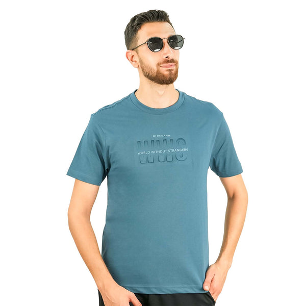 Men's World Without Strangers Print Tee - Slim Fit, Crew Neck, Cotton