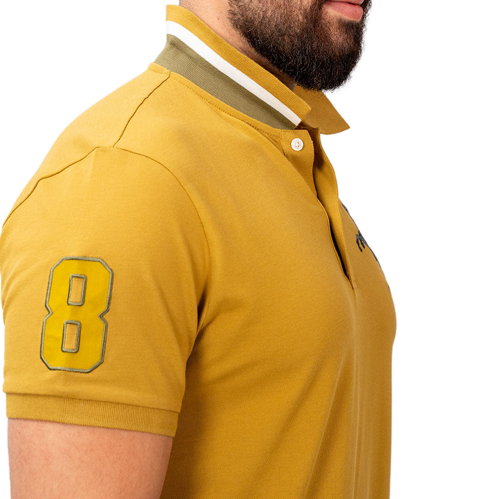 قميص بولو نابليون رجالي من القطن بأكمام قصيرة وقصة ضيقة