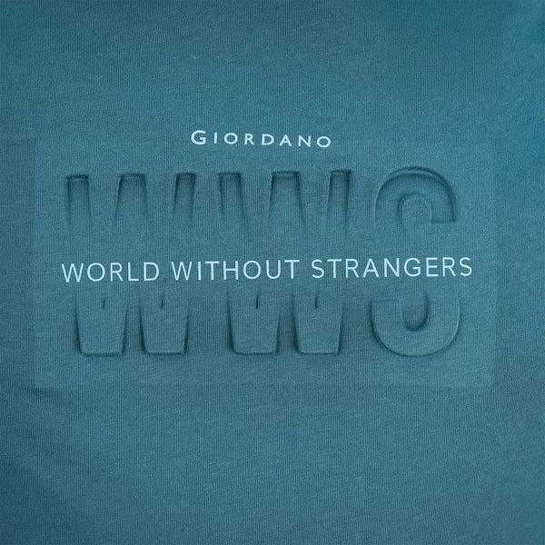 Men's World Without Strangers Print Tee - Slim Fit, Crew Neck, Cotton