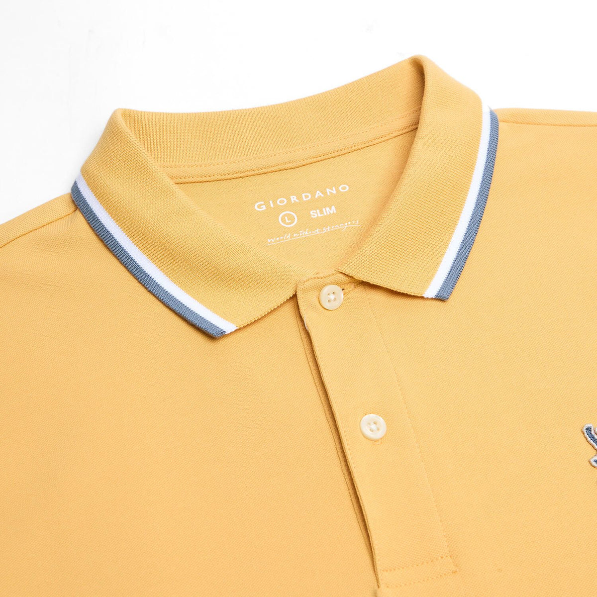 Men Slim Fit Cotton Lycra Pique Flat Knit Collar Embroidered Solid Polo
