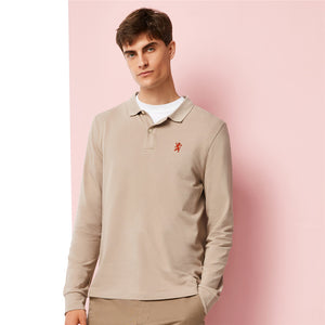 Men's Long Sleeve Small Lion Embroidery Polo