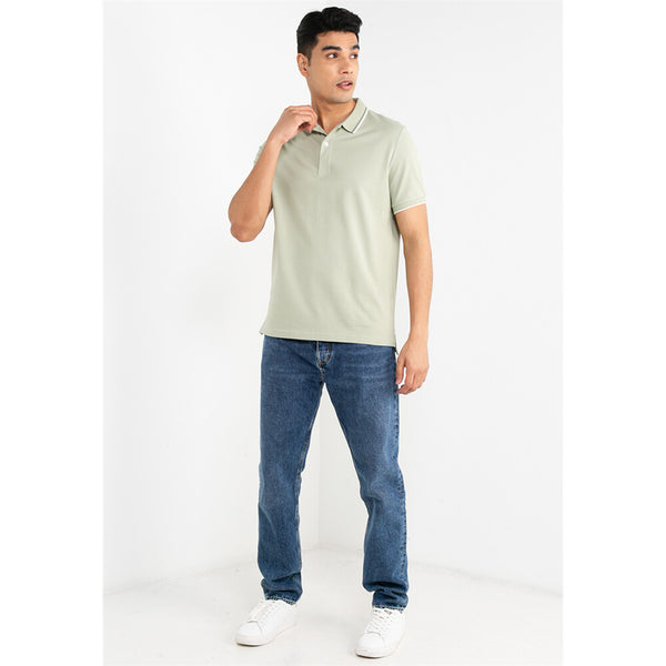 Solid Cotton Lycra Short Sleeve Tapered Polo